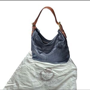 Ralph Lauren Leather Hobo Bag Black and Brown with Dust Cover
